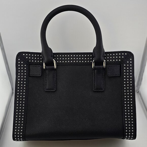 Michael Kors Dillon Microstud Crossbody Satchel Bag Black - Picture 2 of 12